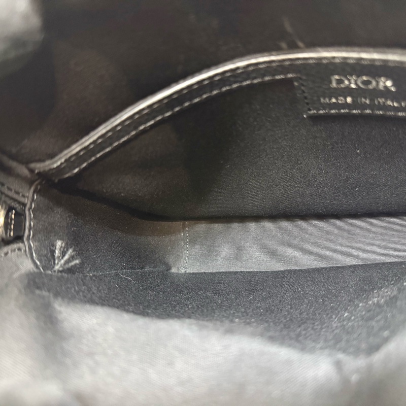 DIOR 緹花拼黑色粒面小牛皮拉鍊郵差包1ESPO340YKS_H27E-10