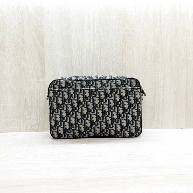 DIOR藍色緹花布銀釦Safari雙拉鏈郵差側背包1ESPO297YKY-1