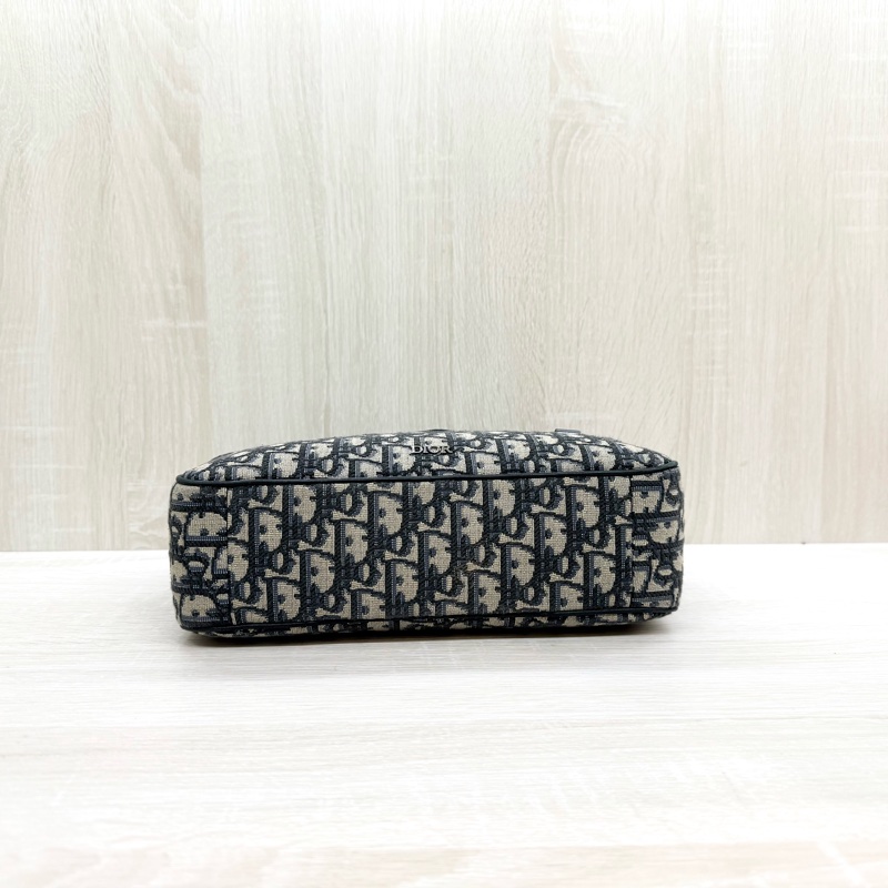 DIOR藍色緹花布銀釦Safari雙拉鏈郵差側背包1ESPO297YKY-6