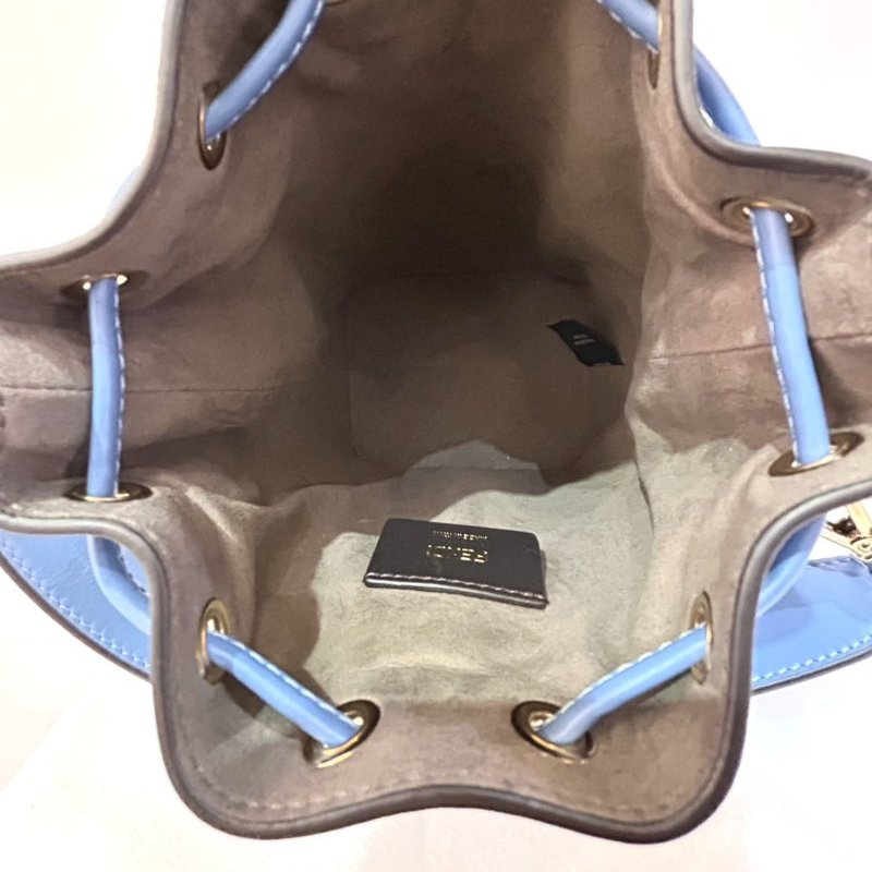 FENDI藍牛皮壓紋水桶二用-5