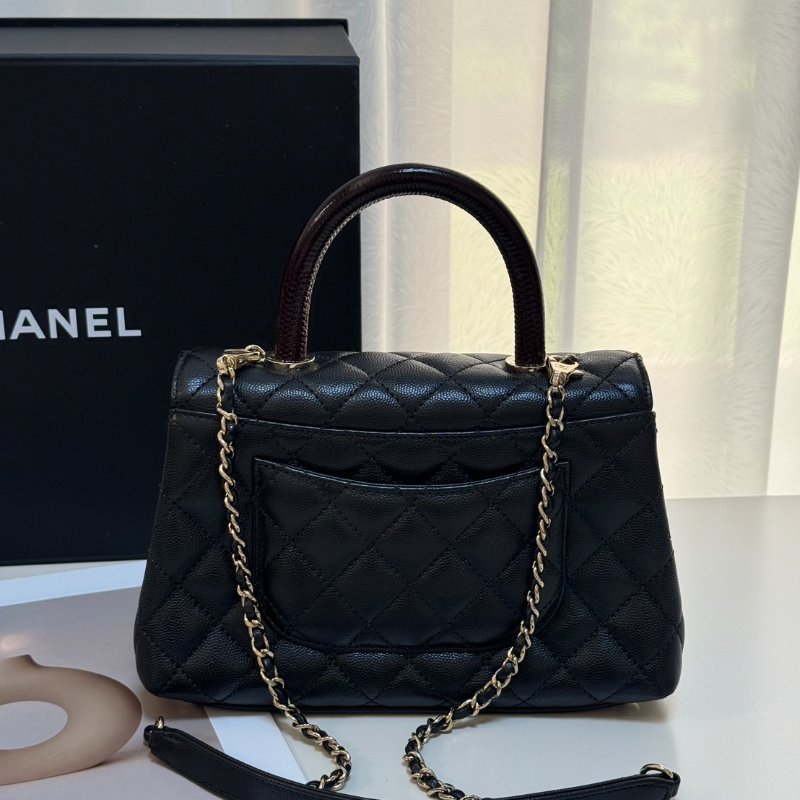 CHANEL Coco handle蜥蜴紋壓花手柄 - 小號黑金-4