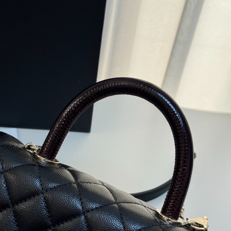 CHANEL Coco handle蜥蜴紋壓花手柄 - 小號黑金-5