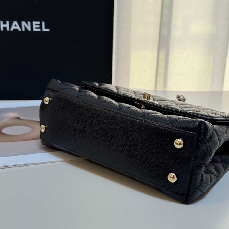 CHANEL Coco handle蜥蜴紋壓花手柄 - 小號黑金-6