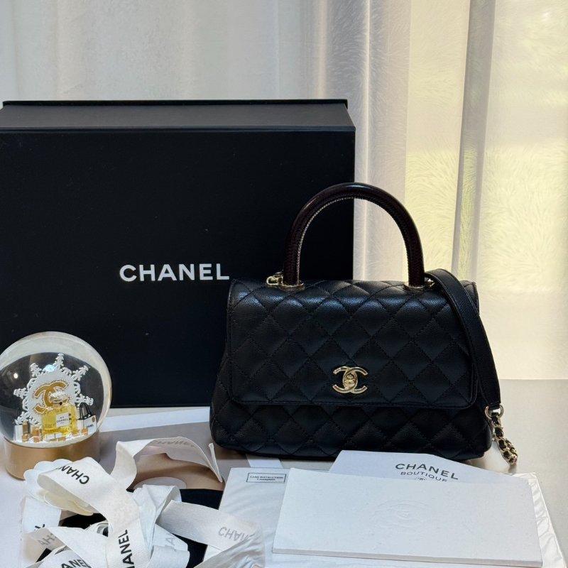 CHANEL Coco handle蜥蜴紋壓花手柄 - 小號黑金-8