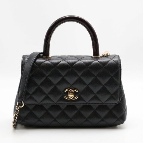 CHANEL Coco handle蜥蜴紋壓花手柄 - 小號黑金