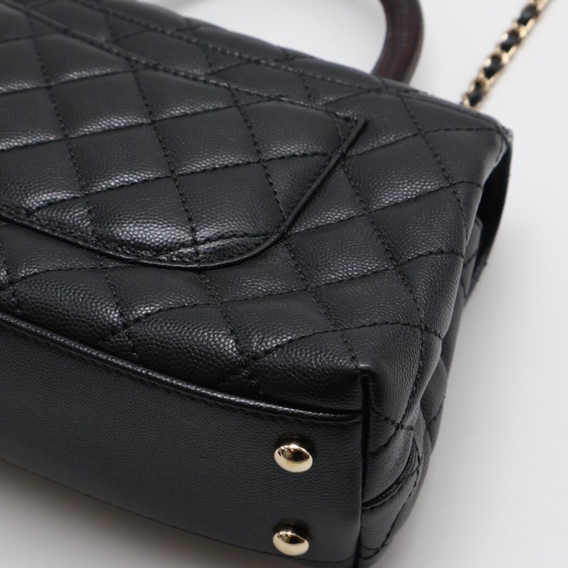 CHANEL Coco handle蜥蜴紋壓花手柄 - 小號黑金-8