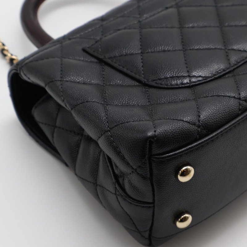 CHANEL Coco handle蜥蜴紋壓花手柄 - 小號黑金-9