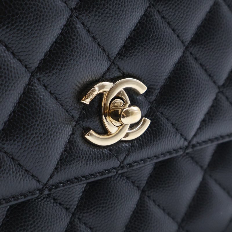 CHANEL Coco handle蜥蜴紋壓花手柄 - 小號黑金-10