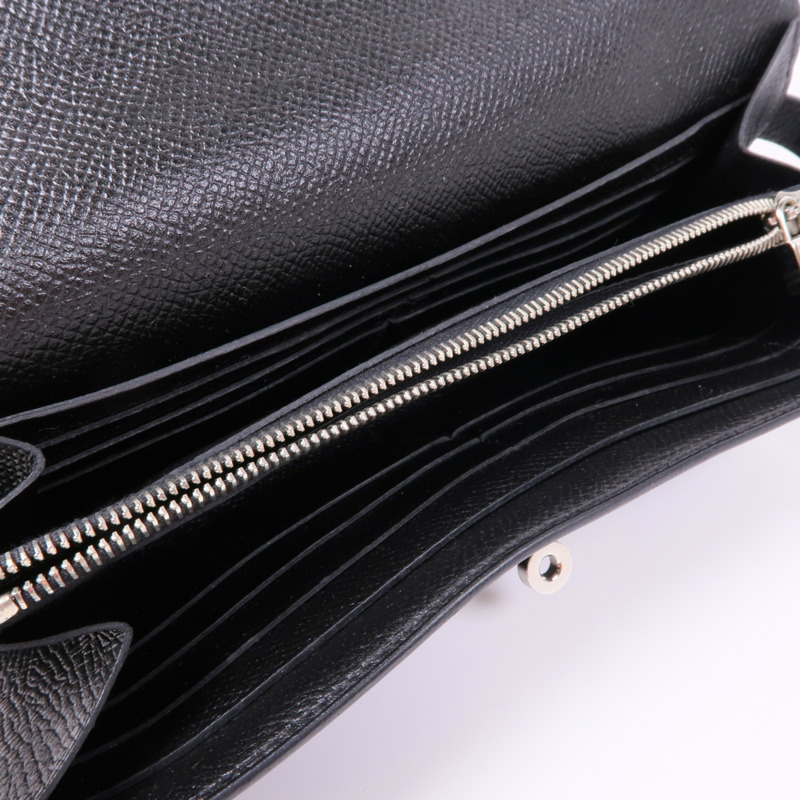 HERMES Epsom皮革Kelly Wallet銀扣長錢包Noir-4