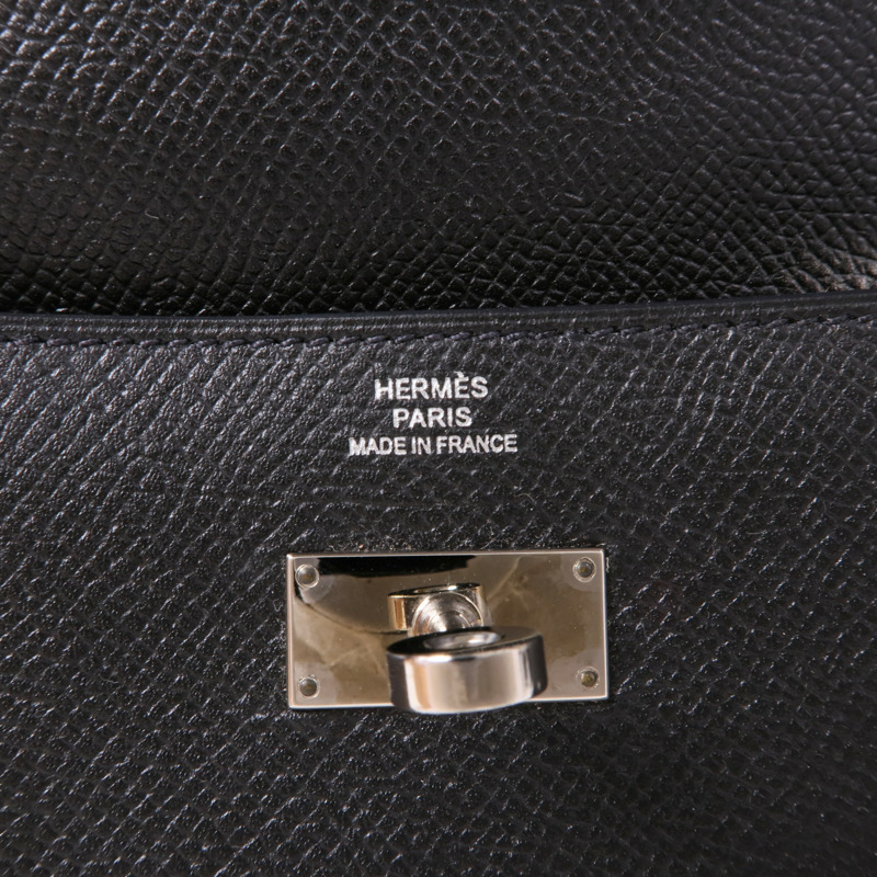 HERMES Epsom皮革Kelly Wallet銀扣長錢包Noir-5
