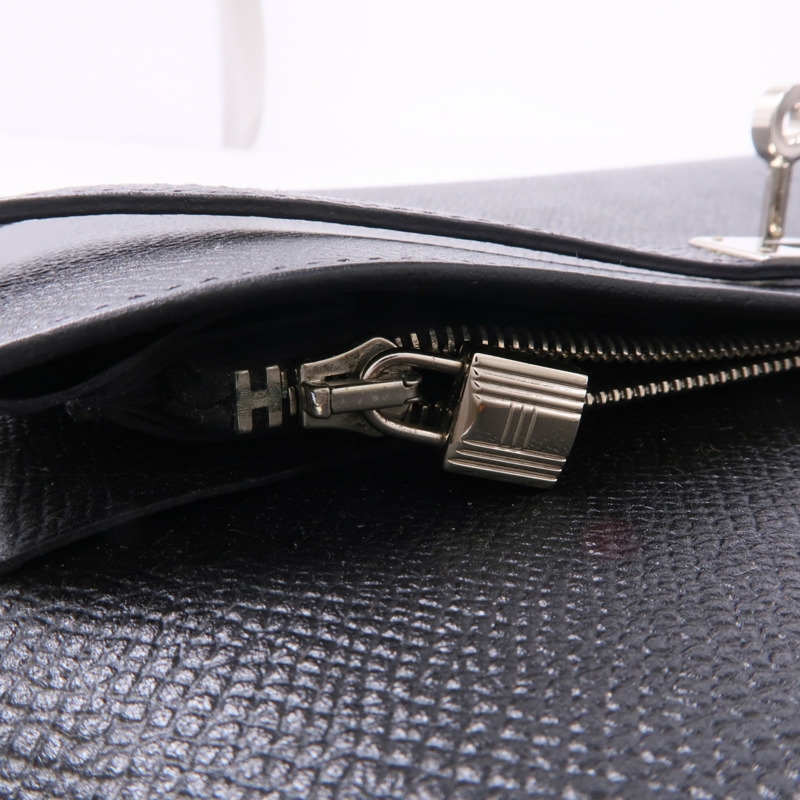 HERMES Epsom皮革Kelly Wallet銀扣長錢包Noir-7