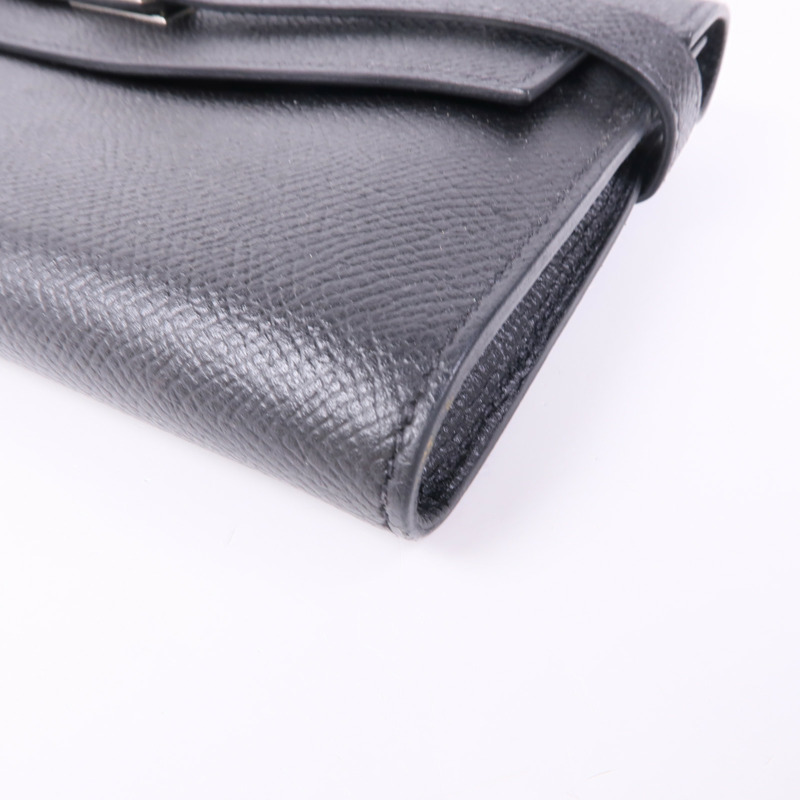 HERMES Epsom皮革Kelly Wallet銀扣長錢包Noir-9