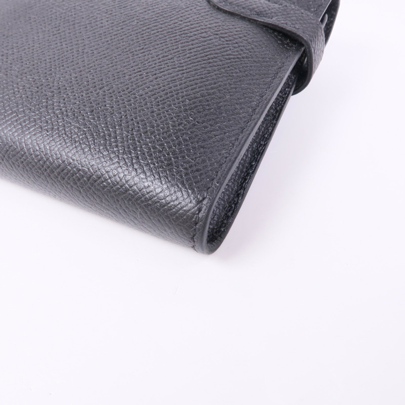 HERMES Epsom皮革Kelly Wallet銀扣長錢包Noir-11
