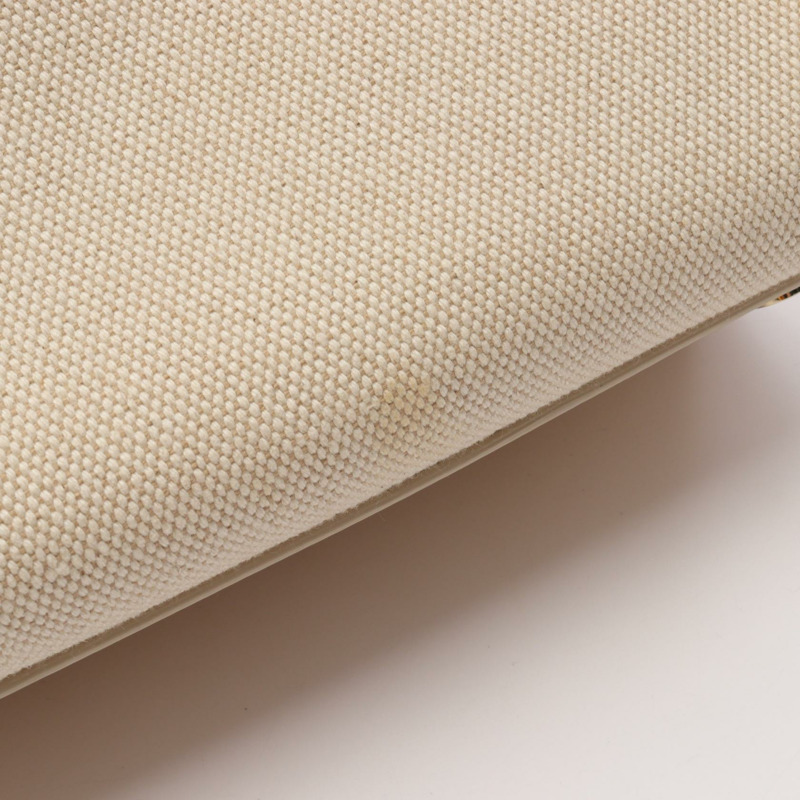 寶格麗 Logo 手提單肩包 帆布皮革 米色 二手 女士斜背包-9