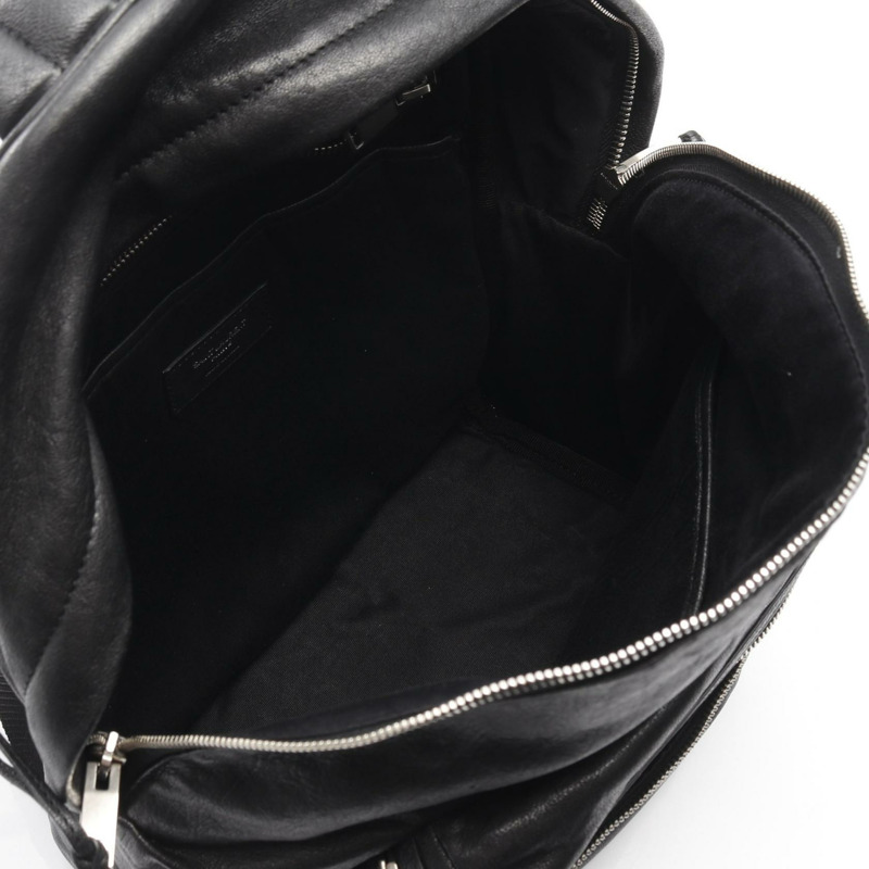 SAINT LAURENT PARIS 城市雙肩包 462807 皮革帆布 黑色 二手-2