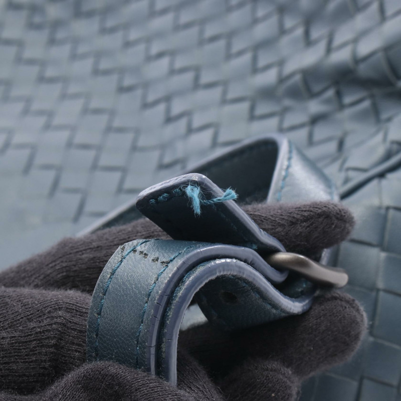 BOTTEGA VENETA Intrecciato 編織肩挎包,海軍藍皮革,二手女款-10