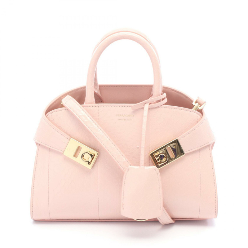Salvatore Ferragamo HUG Hug 迷你手提包,異國皮革,粉紅色,二手女款-0
