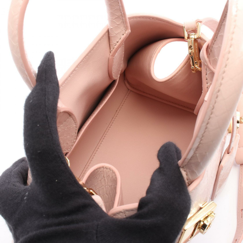 Salvatore Ferragamo HUG Hug 迷你手提包,異國皮革,粉紅色,二手女款-2