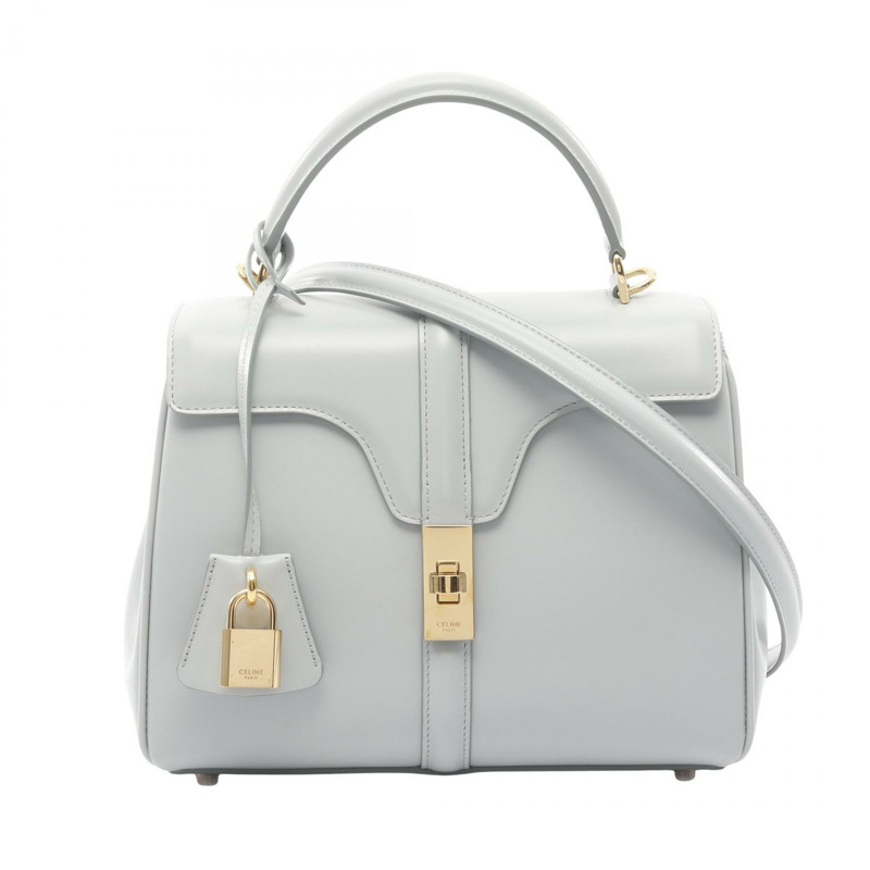 CELINE 16 Says 小號肩斜背包 皮革 藍色 二手 女士 GHW-0