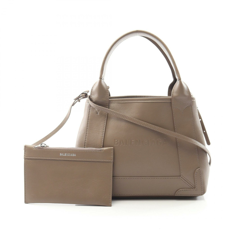 BALENCIAGA 海軍藍河馬紋 XS 兩用斜背包單肩手提包 棕色皮革 二手-0