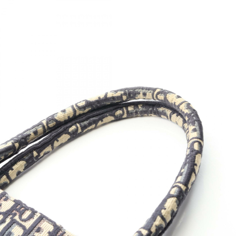 Christian Dior BOOK TOTE 大斜紋帆布手提包,海軍藍/米色,二手女士 CD-6