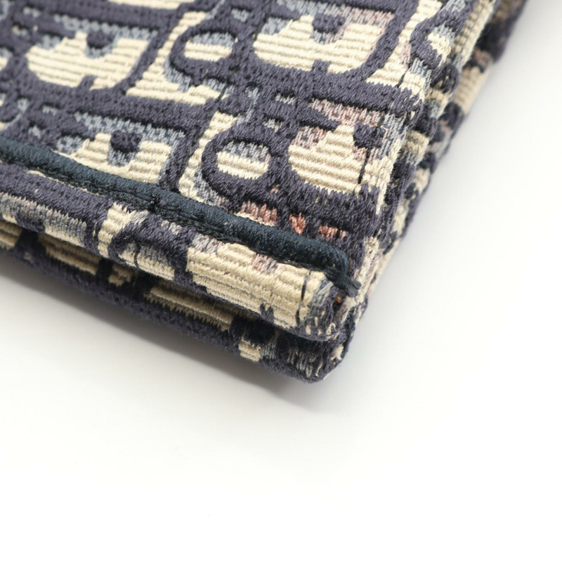 Christian Dior BOOK TOTE 大斜紋帆布手提包,海軍藍/米色,二手女士 CD-7