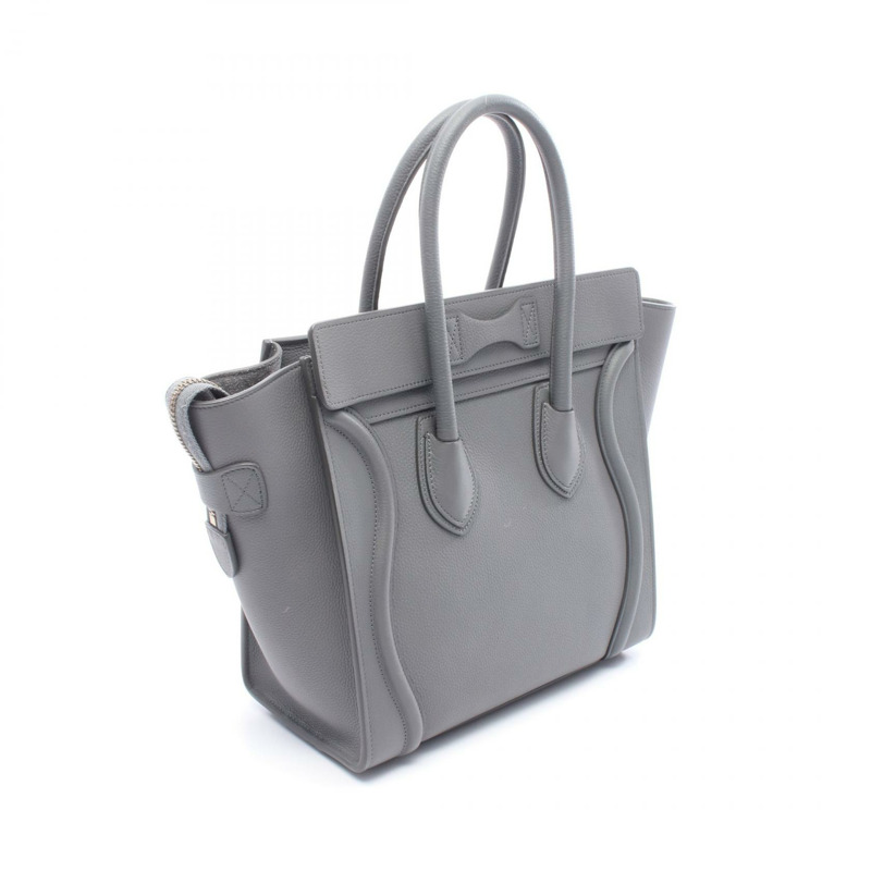 CELINE Luggage Micro Shopper 手提包,灰色皮革,二手女款-1
