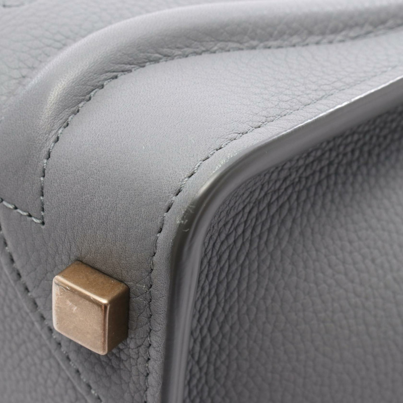 CELINE Luggage Micro Shopper 手提包,灰色皮革,二手女款-4
