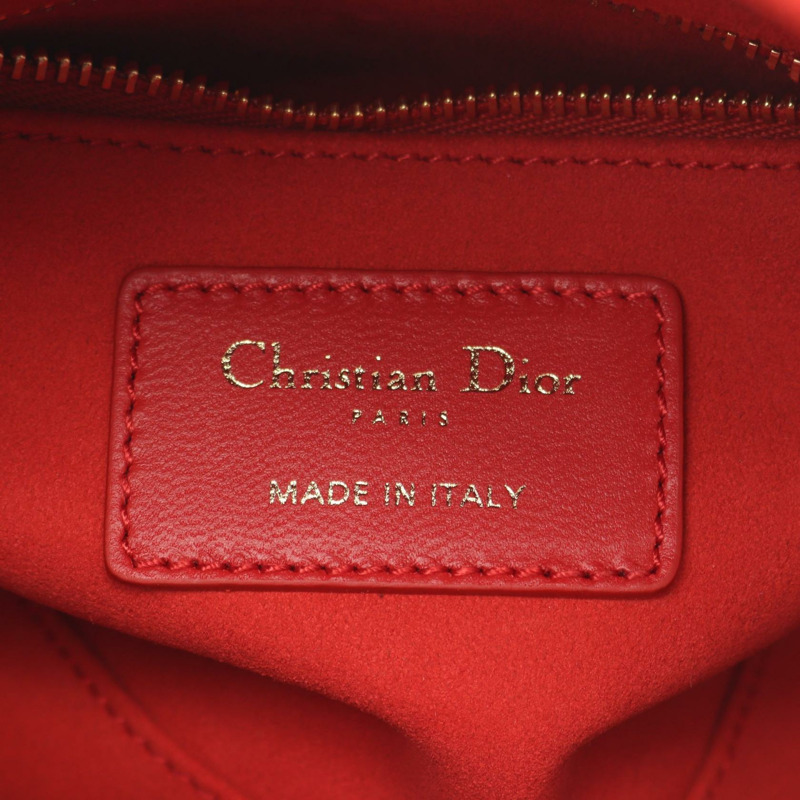 Christian Dior 迷你心型藤格紋肩斜背包,紅色二手皮革款-3