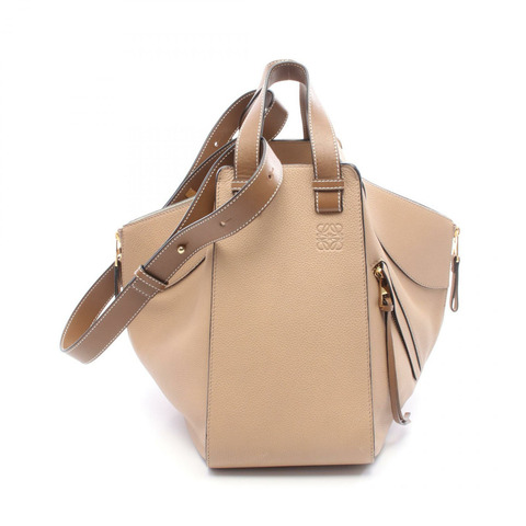 LOEWE Hammock 中型兩用單肩手提包 261806 皮革 米棕色 二手 女款