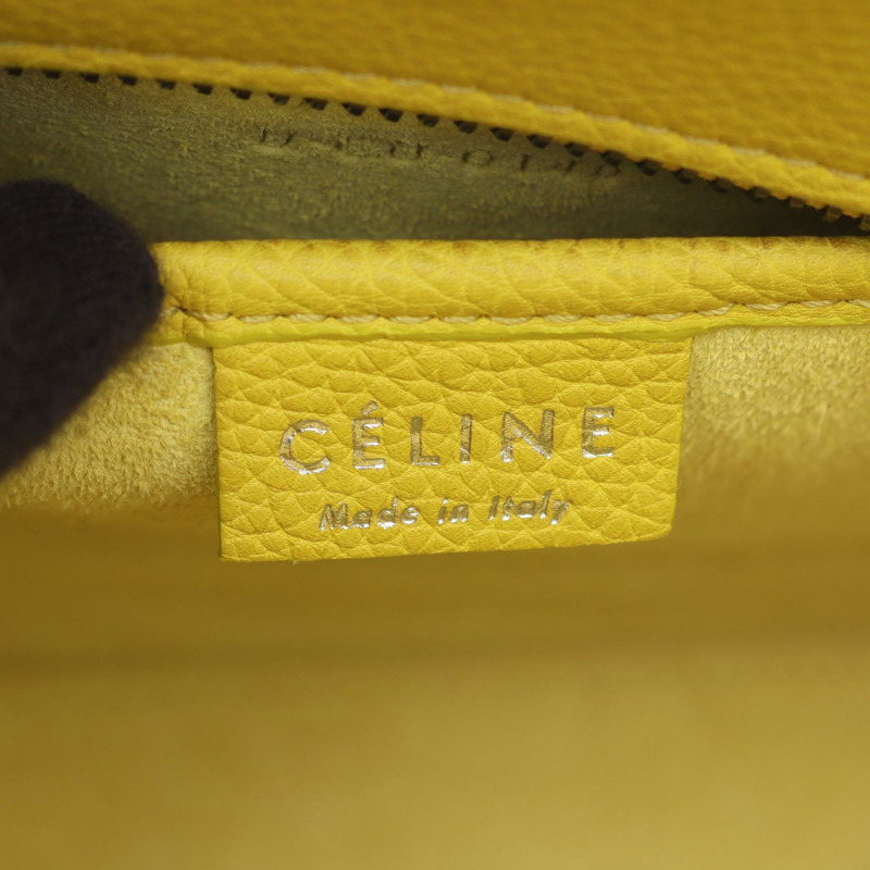 CELINE Luggage Nano Shopper 兩用斜背單肩手提包,黃色皮革,二手-3