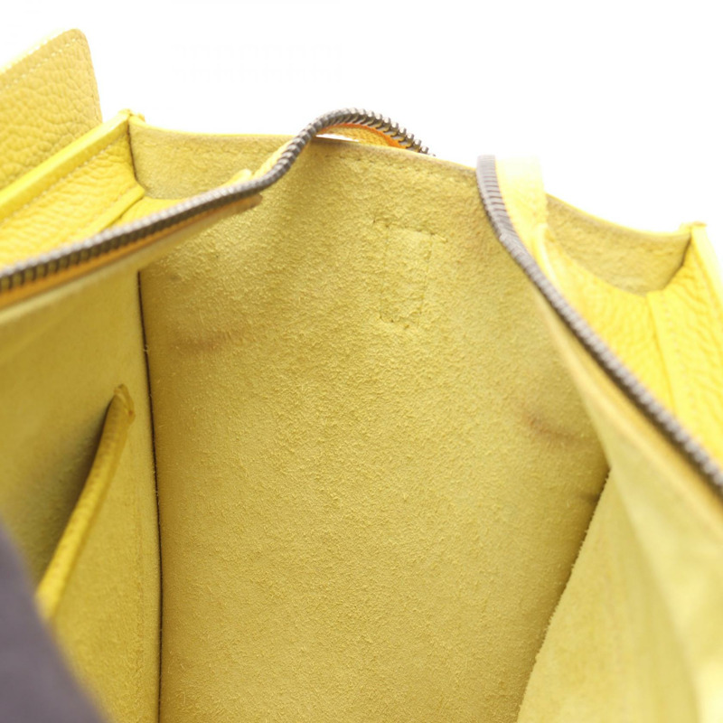 CELINE Luggage Nano Shopper 兩用斜背單肩手提包,黃色皮革,二手-4