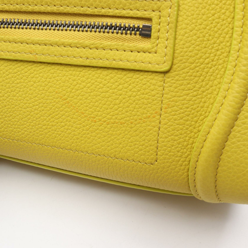 CELINE Luggage Nano Shopper 兩用斜背單肩手提包,黃色皮革,二手-5