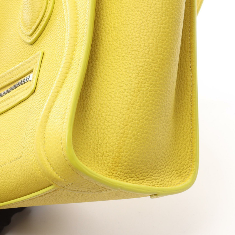 CELINE Luggage Nano Shopper 兩用斜背單肩手提包,黃色皮革,二手-6
