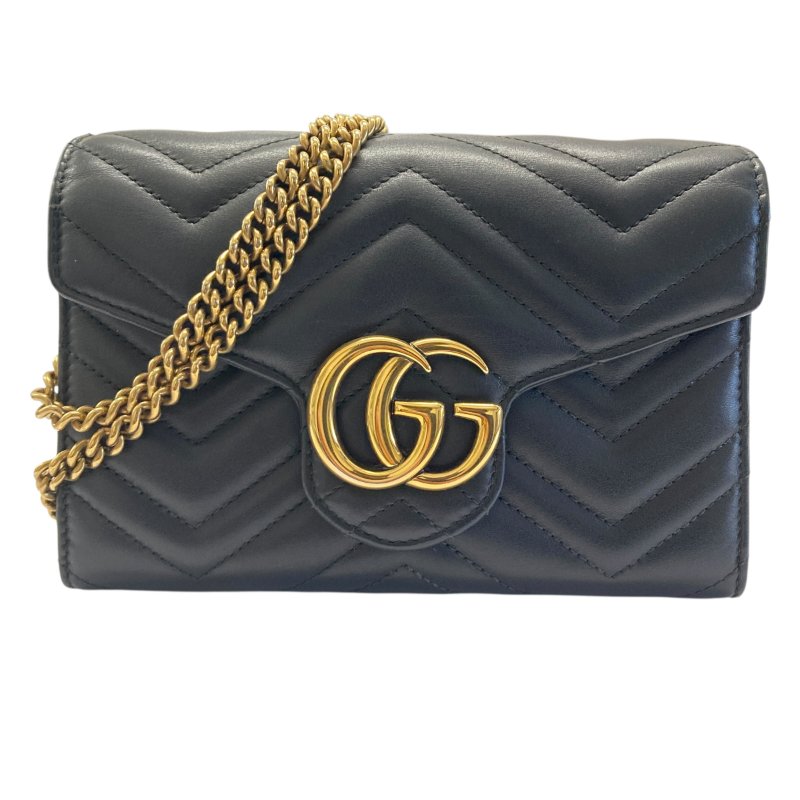 GUCCI 古馳 474575 GG Marmont Matelassé 肩背包 羊皮 黑色 金釦-0