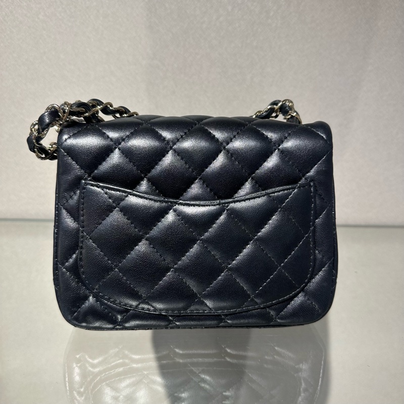 CHANEL香奈儿 Classic Flap CF 25S 淡金扣方胖子 皮穿链 菱格 羊皮 斜挎包单肩包-3