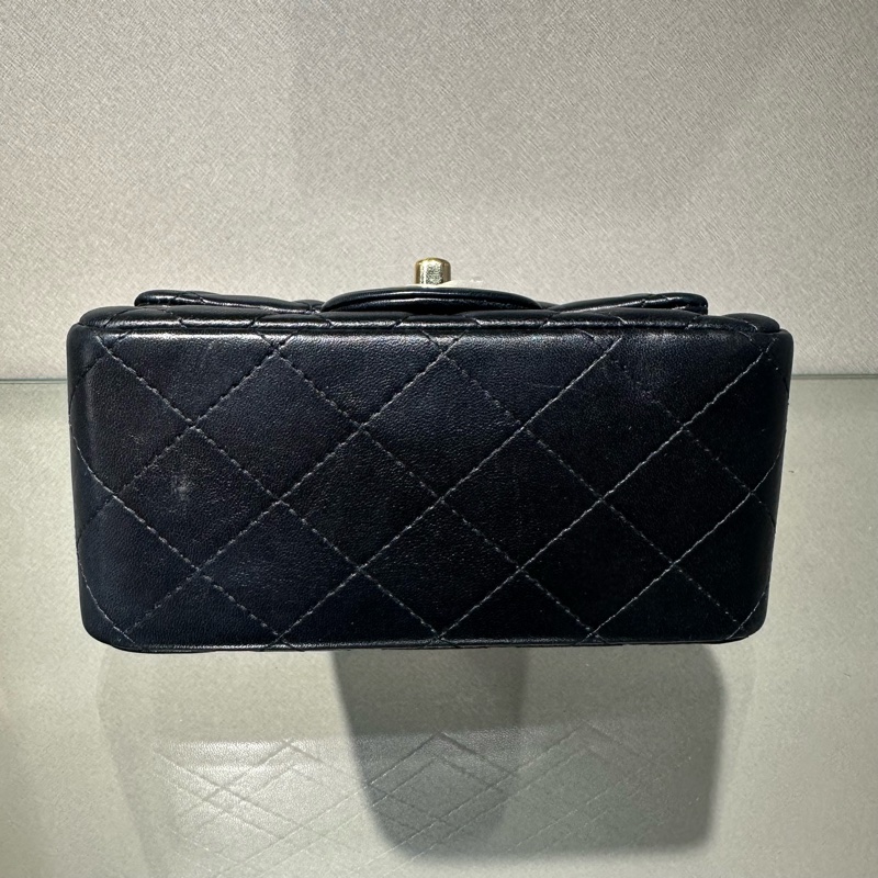 CHANEL香奈儿 Classic Flap CF 25S 淡金扣方胖子 皮穿链 菱格 羊皮 斜挎包单肩包-4