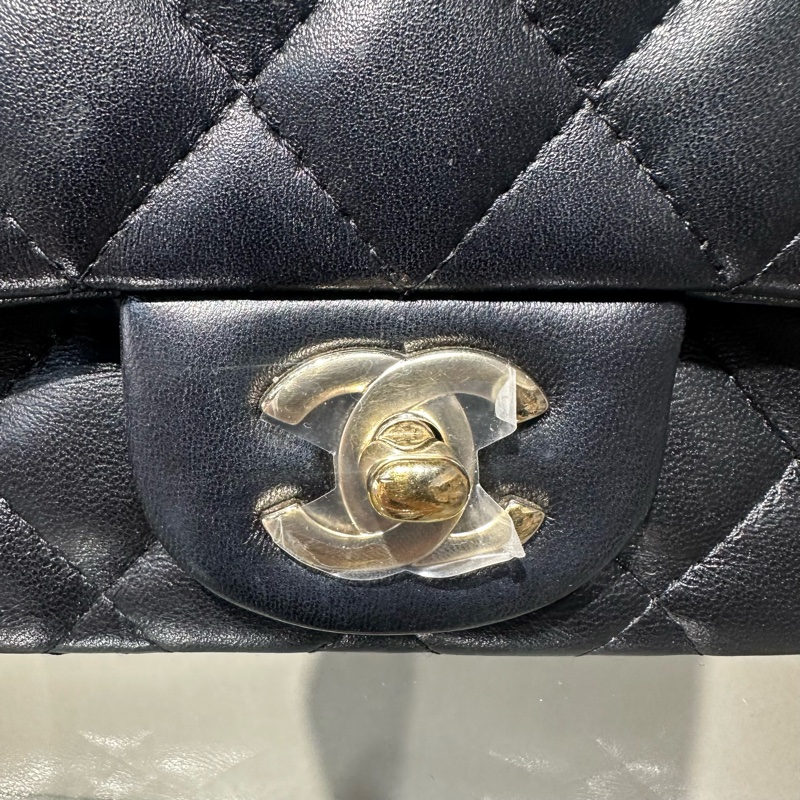 CHANEL香奈儿 Classic Flap CF 25S 淡金扣方胖子 皮穿链 菱格 羊皮 斜挎包单肩包-5