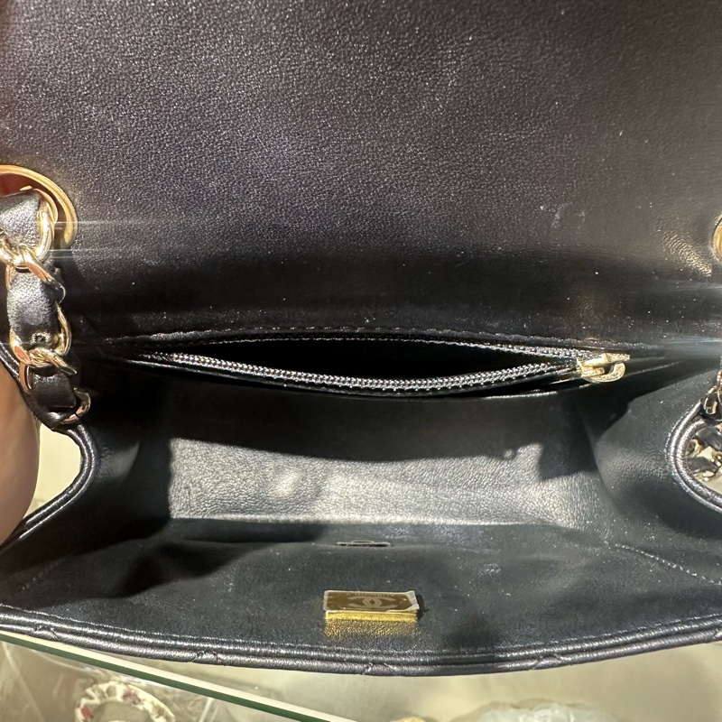 CHANEL香奈儿 Classic Flap CF 25S 淡金扣方胖子 皮穿链 菱格 羊皮 斜挎包单肩包-7