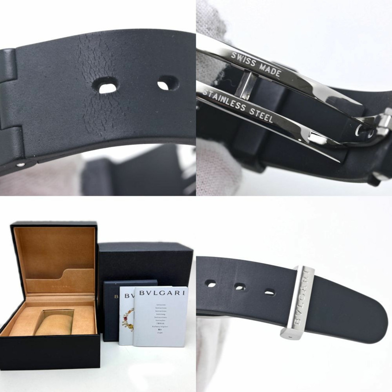 寶格麗 Diagono Scuba GMT 日期腕錶 SD38SVDGMT SD38SGMT 男士不鏽鋼橡膠錶帶 40186-8