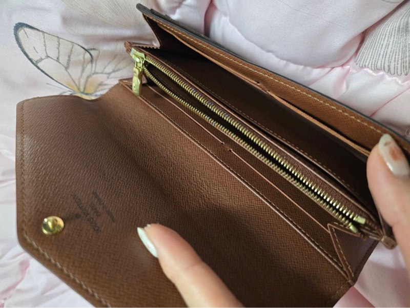 LV 老花信封金扣長夾-13