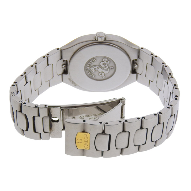 歐米茄海馬系列北極星腕錶,1438 1455.448 型機芯,不鏽鋼材質,1993 年,石英機芯,模擬顯示,金色錶盤,女士款。-4