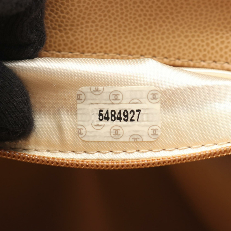 香奈兒 Jumbo COCO 標誌單背包,小牛皮,米色,二手,女士,金色五金-4