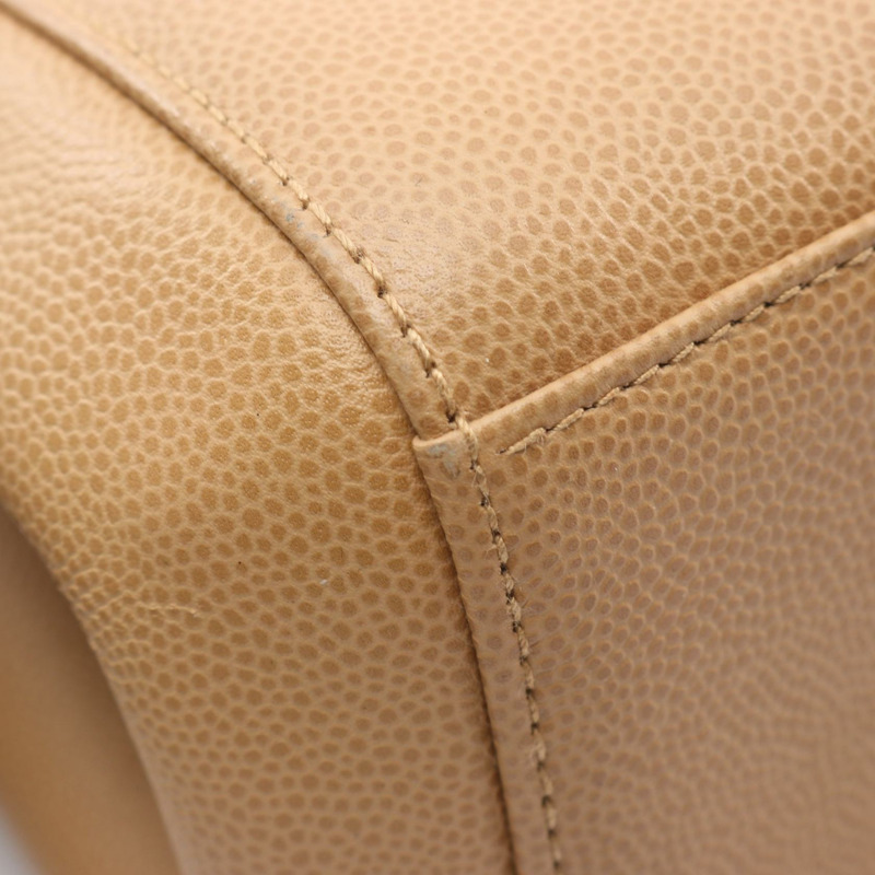 香奈兒 Jumbo COCO 標誌單背包,小牛皮,米色,二手,女士,金色五金-5