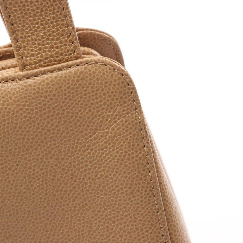 香奈兒 Jumbo COCO 標誌單背包,小牛皮,米色,二手,女士,金色五金-6