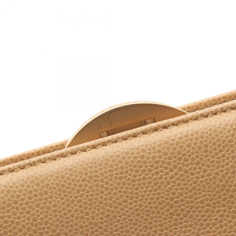 香奈兒 Jumbo COCO 標誌單背包,小牛皮,米色,二手,女士,金色五金-8