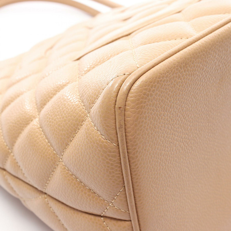 香奈兒 (CHANEL) Medallion 手提包 A01804 小牛皮 米色 二手 女士 金色五金 CC Coco-6