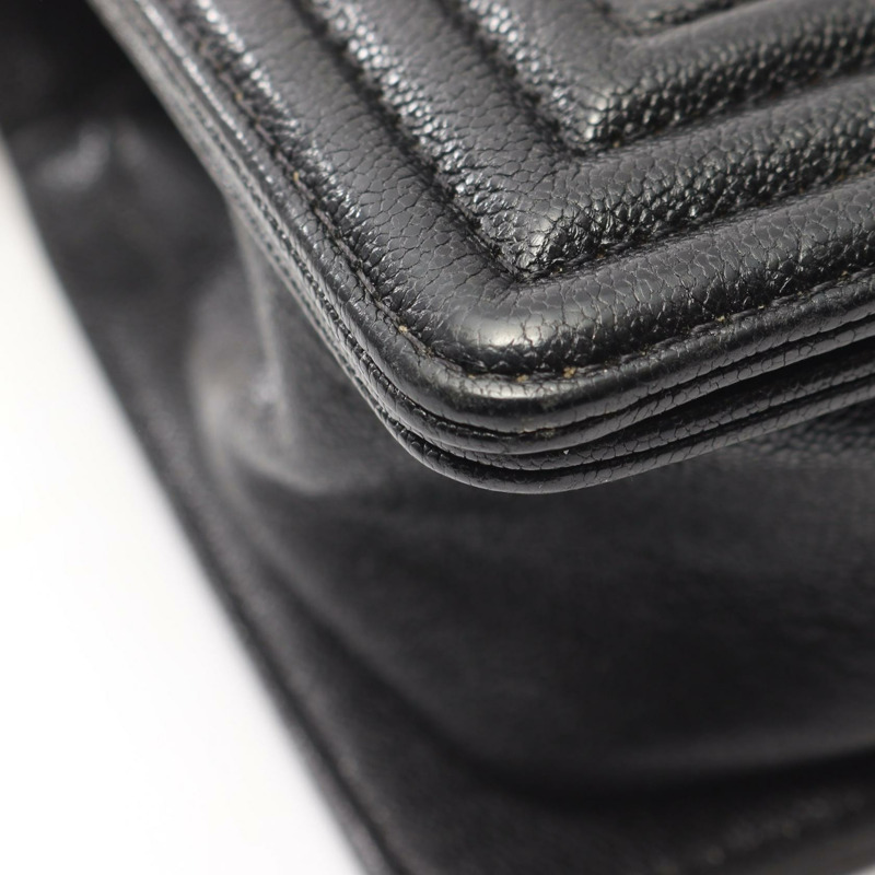 香奈兒 Boy Chanel 小號鏈條單背包 A67085 黑色粒面小牛皮 二手 金色五金 CC-7