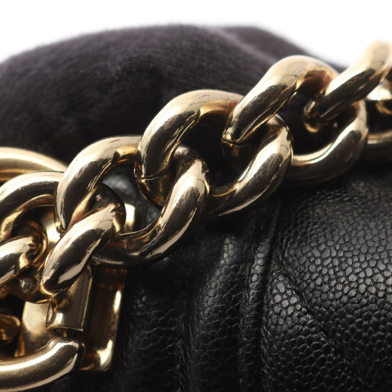 香奈兒 Boy Chanel 小號鏈條單背包 A67085 黑色粒面小牛皮 二手 金色五金 CC-8