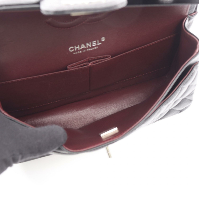 香奈兒 (CHANEL) Matelasse W 翻蓋鏈條肩背包,黑色小牛皮,二手女士 SHW CC-2